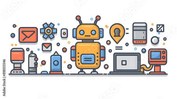 Fototapeta Icons representing automation engineer