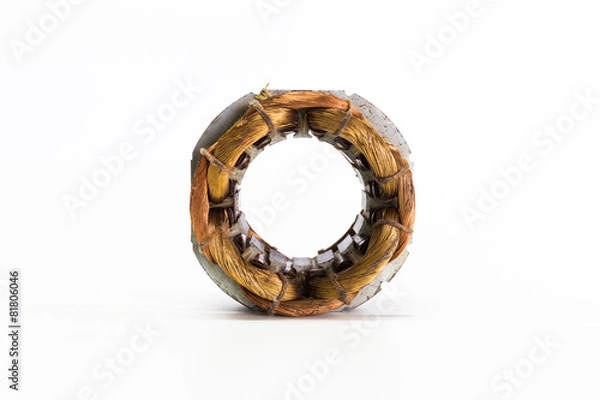 Fototapeta copper wire in machine on white background