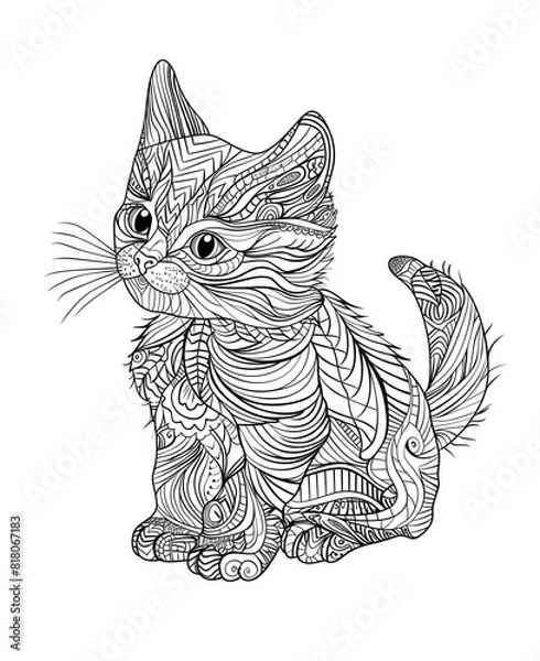 Fototapeta Cat mandala coloring page