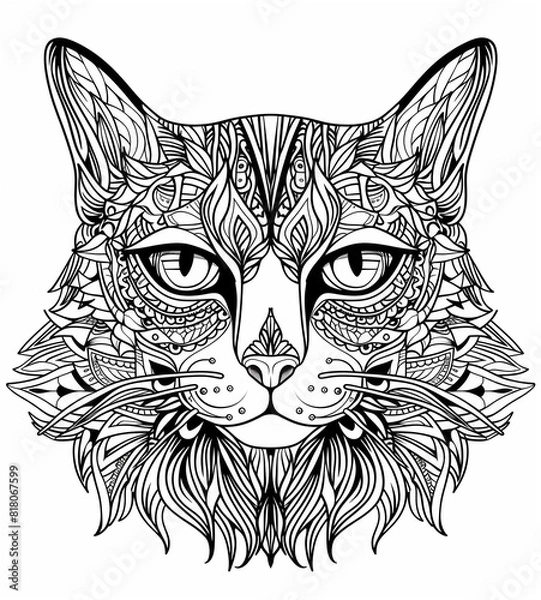 Fototapeta Cat mandala coloring page