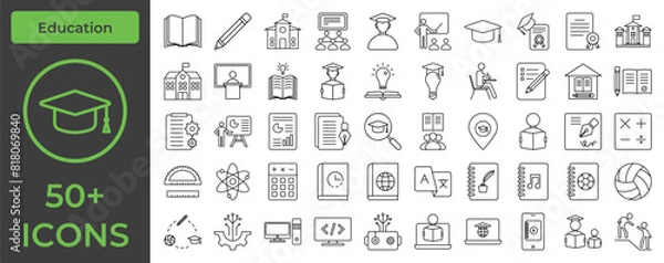 Fototapeta Comprehensive Education Icon Pack: Perfect for Schools, Universities, and E-Learning Platforms
