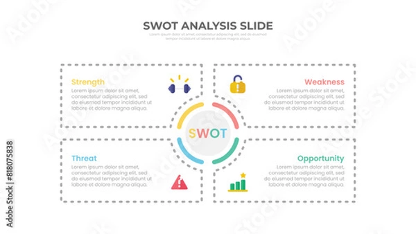 Fototapeta SWOT Analysis Slide Infographic with 4 rectangular elements