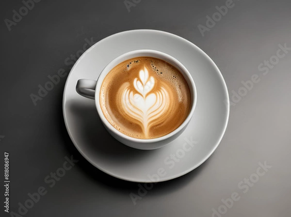 Fototapeta A cup of coffee on gray background