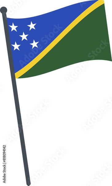 Obraz Solomon Islands flag waving on pole. national flag pole transparent.