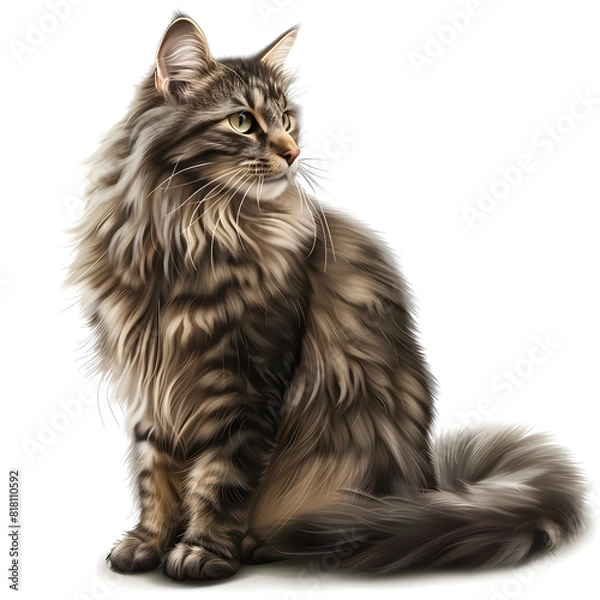 Fototapeta Clipart illustration of norwegian forest cat breeds on a white background. Suitable for crafting and digital design projects.[A-0002]
