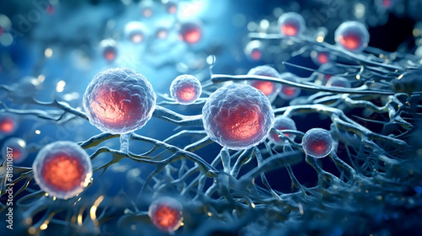 Fototapeta 3d rendering of Human cell or Embryonic stem cell microscope background