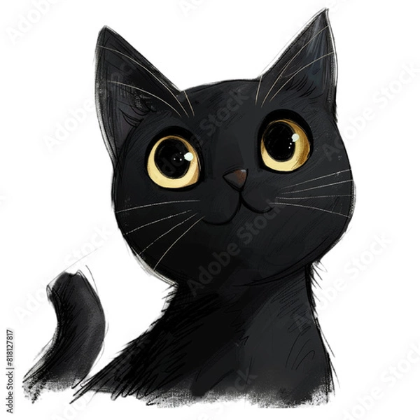 Fototapeta Funny cat Illustration. Black Cat Silhouette. Funny Cat. Isolated Illustration AI. 