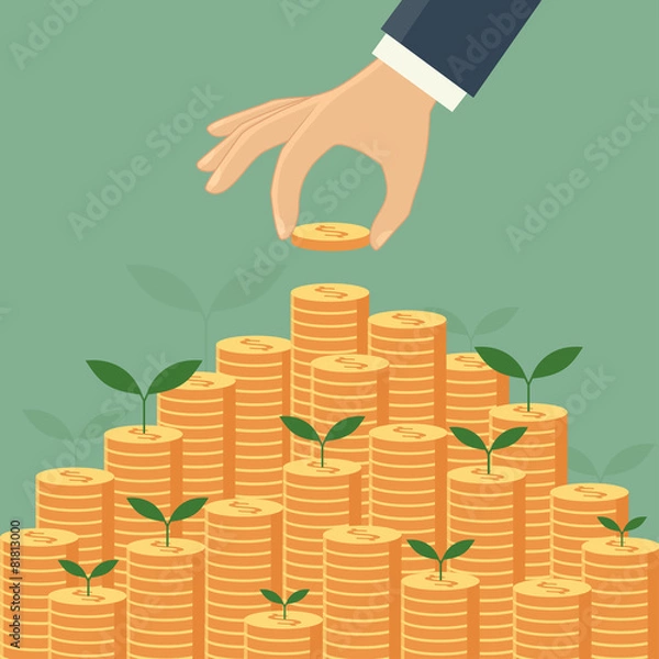 Obraz Business growing money concept. Vector illustration
