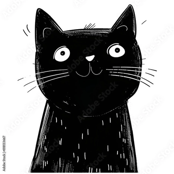 Fototapeta Funny cat Illustration. Black Cat Silhouette. Funny Cat. Isolated Illustration AI. 