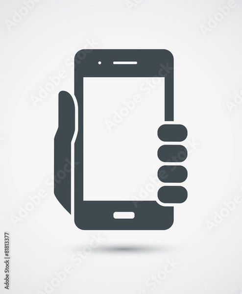 Obraz Vector icon of mobile phone in hand