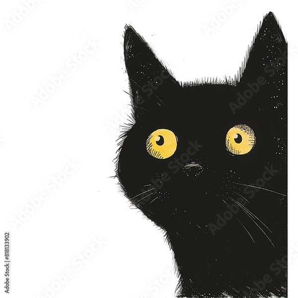 Fototapeta Funny cat Illustration. Black Cat Silhouette. Funny Cat. Isolated Illustration AI. 