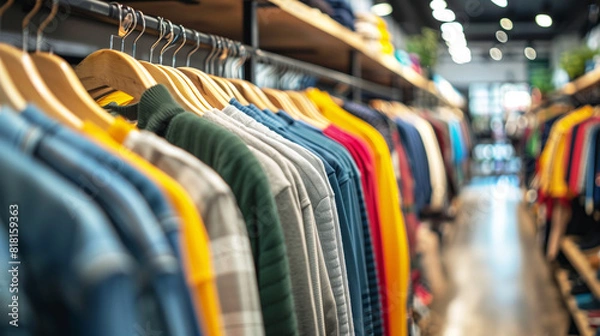 Obraz Array of colorful shirts in clothing store