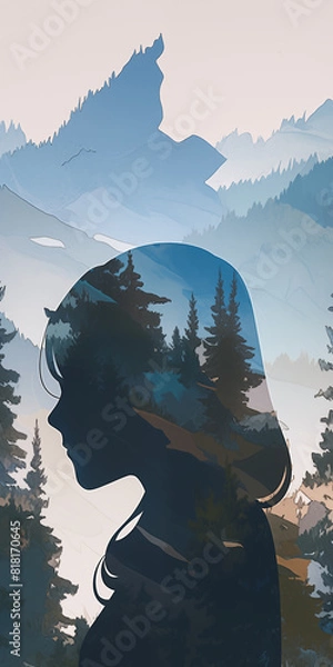 Fototapeta Silhouette of Serenity: Nature's Portrait