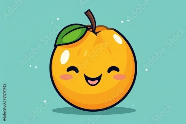 Fototapeta A cartoon orange with a smile. Generative AI