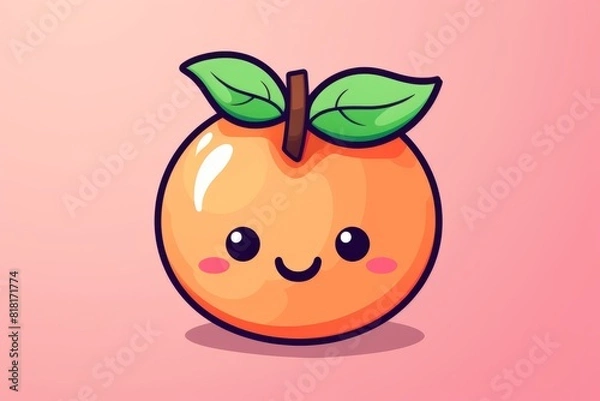 Fototapeta Cute peach vector graphic icon. Generative AI