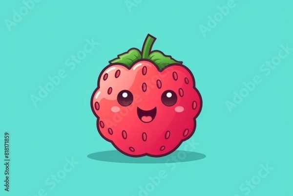 Fototapeta Cute strawberry vector graphic icon. Generative AI