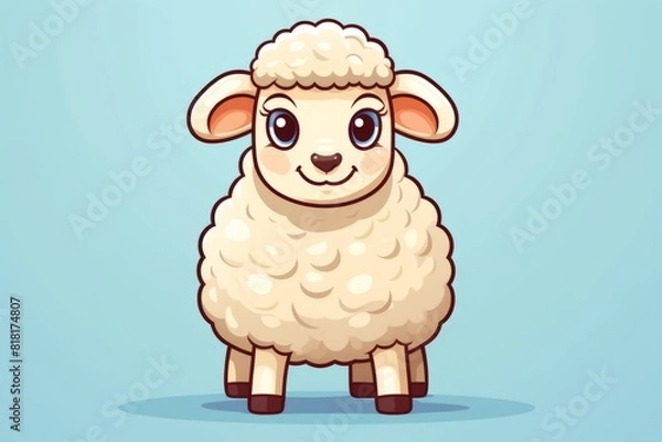 Fototapeta A cartoon image of a sheep with a big fluffy white face. Generative AI