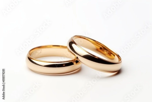 Fototapeta Wedding rings on a white background. Generative AI