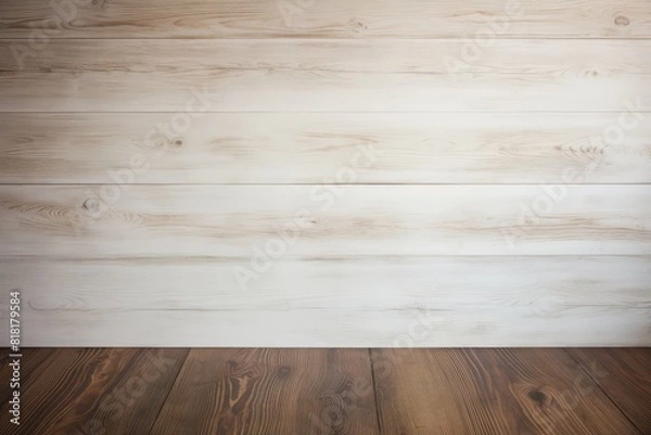 Fototapeta A wood paneled wall with a white background. Generative AI