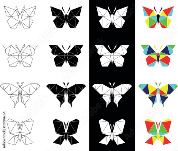 Obraz LOW POLY LOGO ICON TRIANGLE WING FLY BUTTERFLY POLYGONAL SET