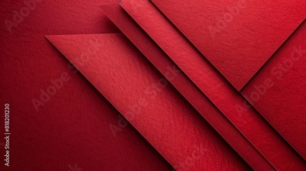Obraz  A red paper piece, with a square-shaped corner, appears to rest atop another, creating a rectangular outline