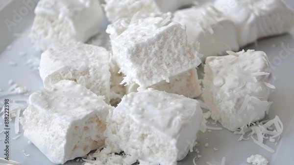 Fototapeta Maria-mole - fluffy coconut marshmallows