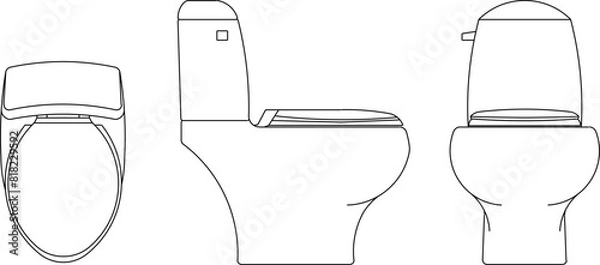 Fototapeta Modern monoblock sitting toilet drawing design vector illustration sketch
