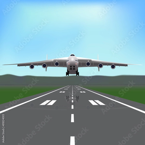 Fototapeta plane taking off with a reflection