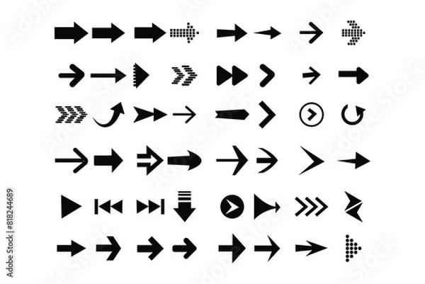 Fototapeta  Arrow icon collection. Black arrow vector set on white background.  Set of arrows icons. Set of vector arrows. 