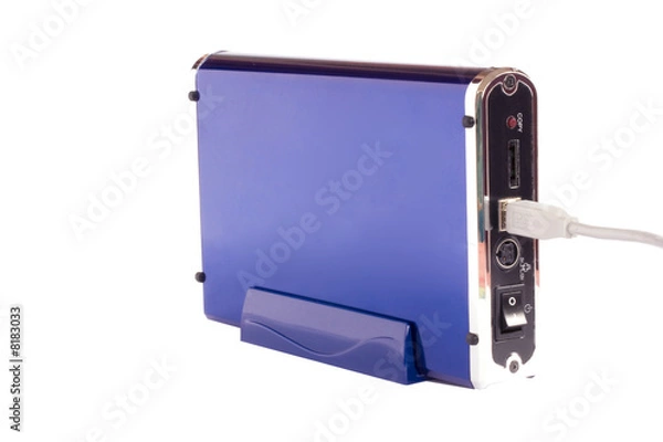 Obraz An external hardrive in a blue case
