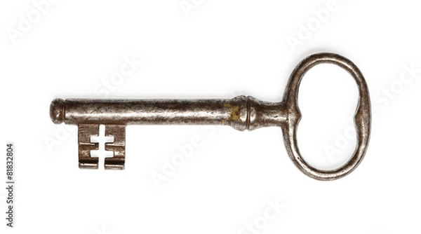 Obraz Old key isolated on white background