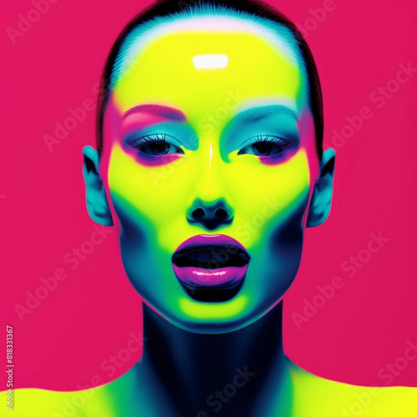 Fototapeta Color Art Body Art Woman closeup face with the face makeup Unique dressup style