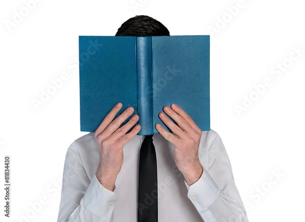Obraz Business man hide reading book