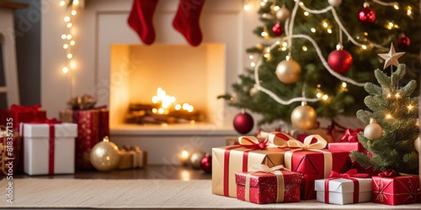 Fototapeta weihnachtsbaum mit geschenken