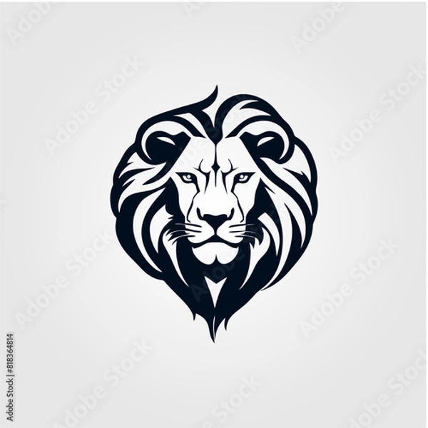 Fototapeta lion head silhouette, vector design logo concept