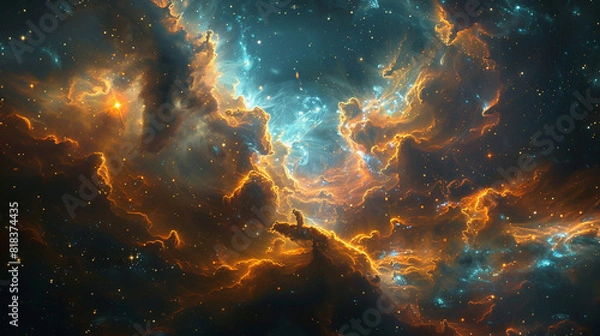 Fototapeta Nebula and Star Cluster Capturing the  Beauty of the Cosmos in Vivid Detail