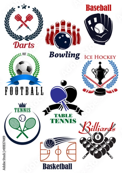 Obraz Sporting competition emblems with heraldic design elements