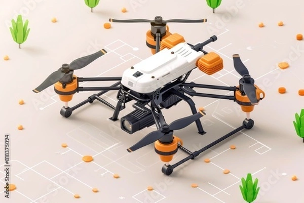 Fototapeta Ecological farming benefits from the transformative technologies of smart, robotic farm automation in modern agriculture