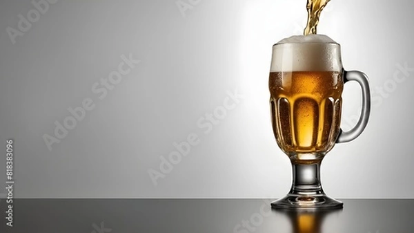Fototapeta Isolated on translucent background, two beer mugs toasting and making a splash; remove png, clipping path, pen tool, white