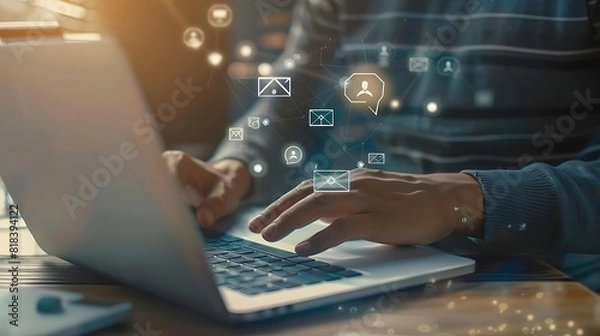 Obraz person typing on a laptop