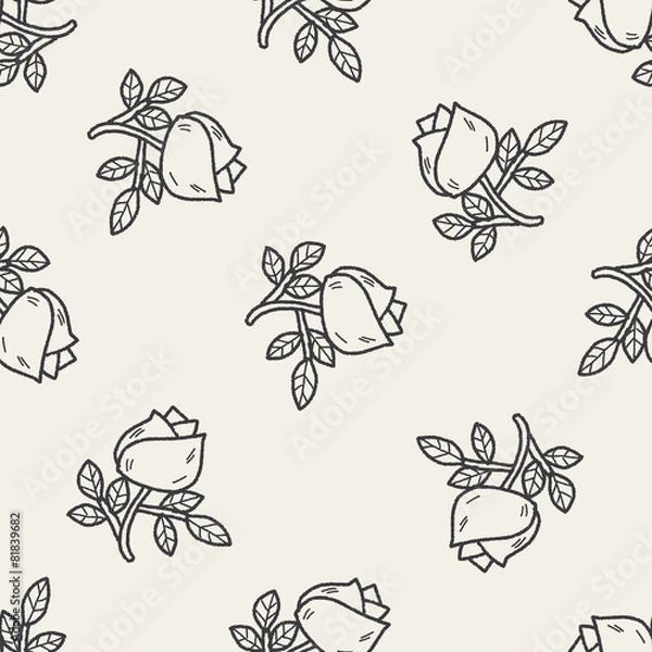 Fototapeta doodle flower rose seamless pattern background