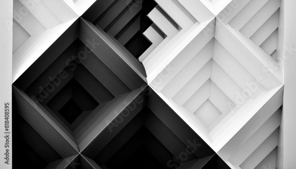 Fototapeta Modern abstract dynamic shapes black and white, illustration.