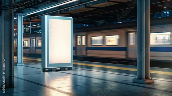 Fototapeta Subway Station With Passing Train