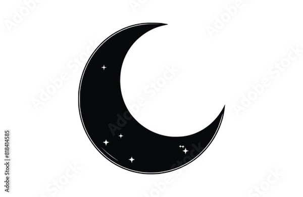 Fototapeta moon icon flat vector illustration.