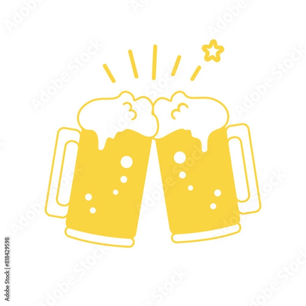 Obraz ジョッキビールで乾杯　イラスト