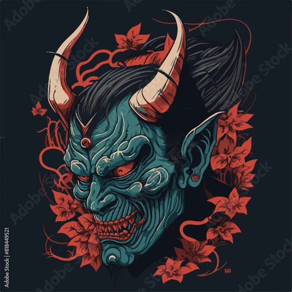 Fototapeta SKULL AND HANNYA MASK AND AI-GENERATED VECTOR FILES - VERY SUITABLE FOR YOUR NEEDS