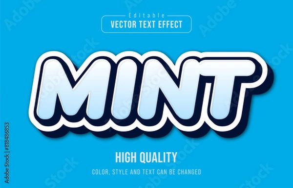 Fototapeta blue mint bold editable text effect