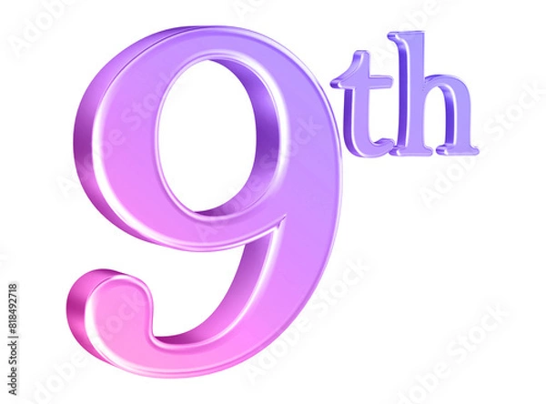 Fototapeta Anniversary 9th year 3d number gradient