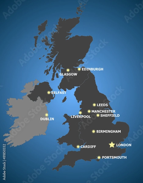 Obraz UK main city distribution and position