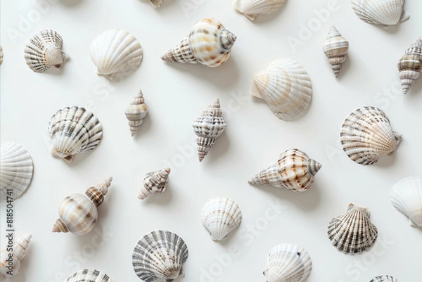 Fototapeta A collection of beautiful natural sea shells